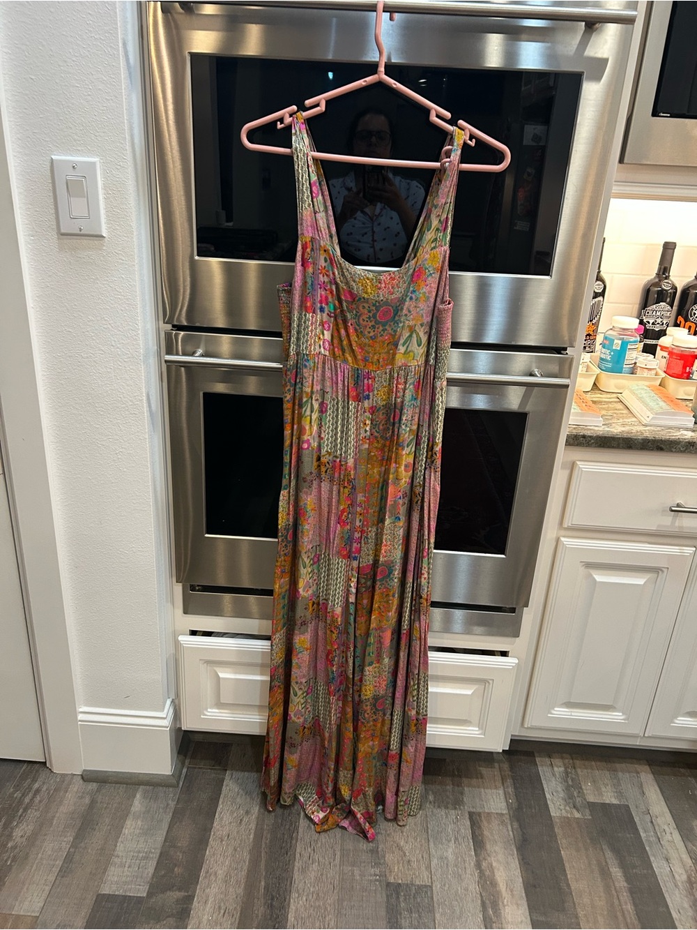 NATURAL LIFE patchwork print wide leg Boho Jumpsuit size S GUC